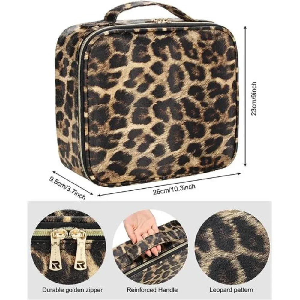 Makeup Cosmetic Case Organizer Portable Storage Bag with Adjustable Dividers